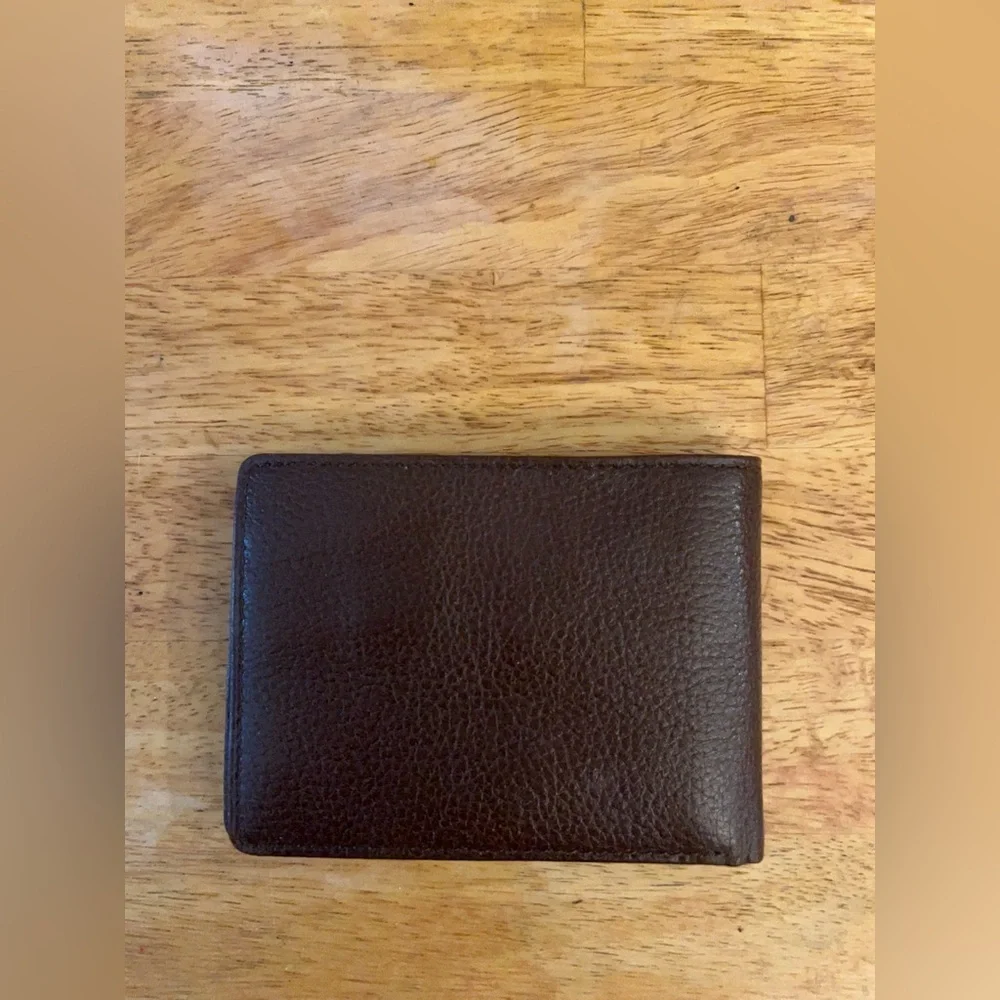 Stafford full grain leather bifold wallet removable pass case card